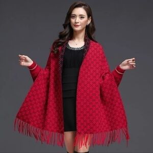 Stylish Cozy Kimono cashmere/Pashmina with mini hand